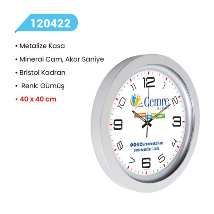 120422 METALİZE DUVAR SAATİ