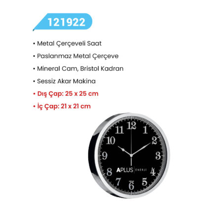121922 METAL DUVAR SAATİ