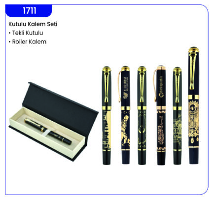 1711 Tekli Kutulu Roller Kalem Seti