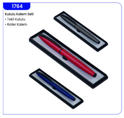 1764 Tekli Kutulu Roller Kalem Seti