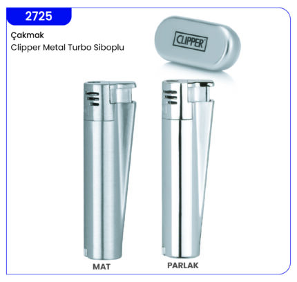 2725 Clipper Metal Turbo Siboplu Çakmak